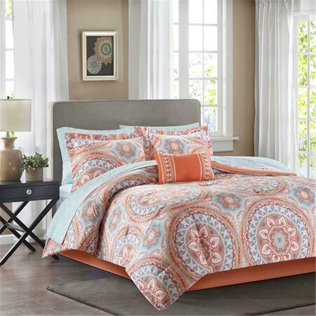 MADISON PARK ESSENTIALS Madison Park 7 Pieces Coral Serenity Complete Bed And Sheet Set, Twin, 7PK MPE10-204